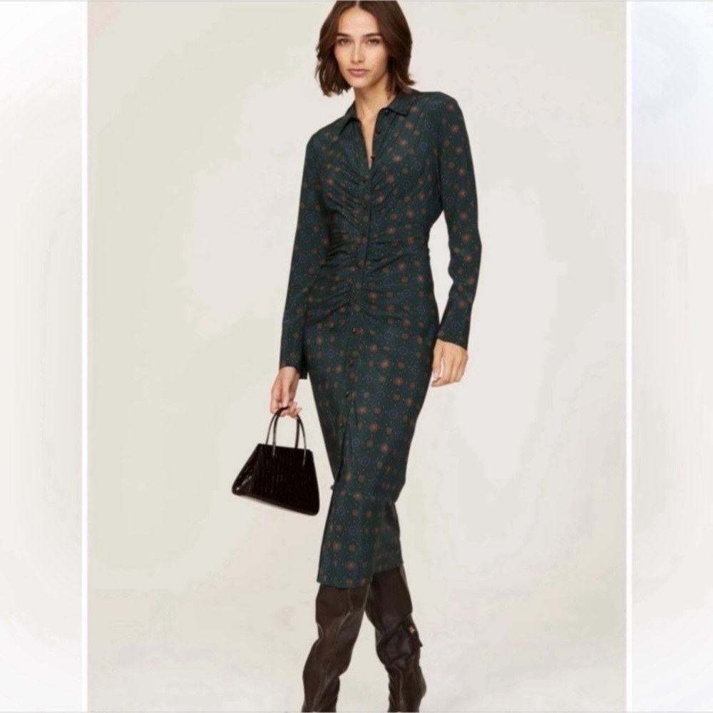 Veronica Beard Emerald Multi Mesika Dress Sz 6